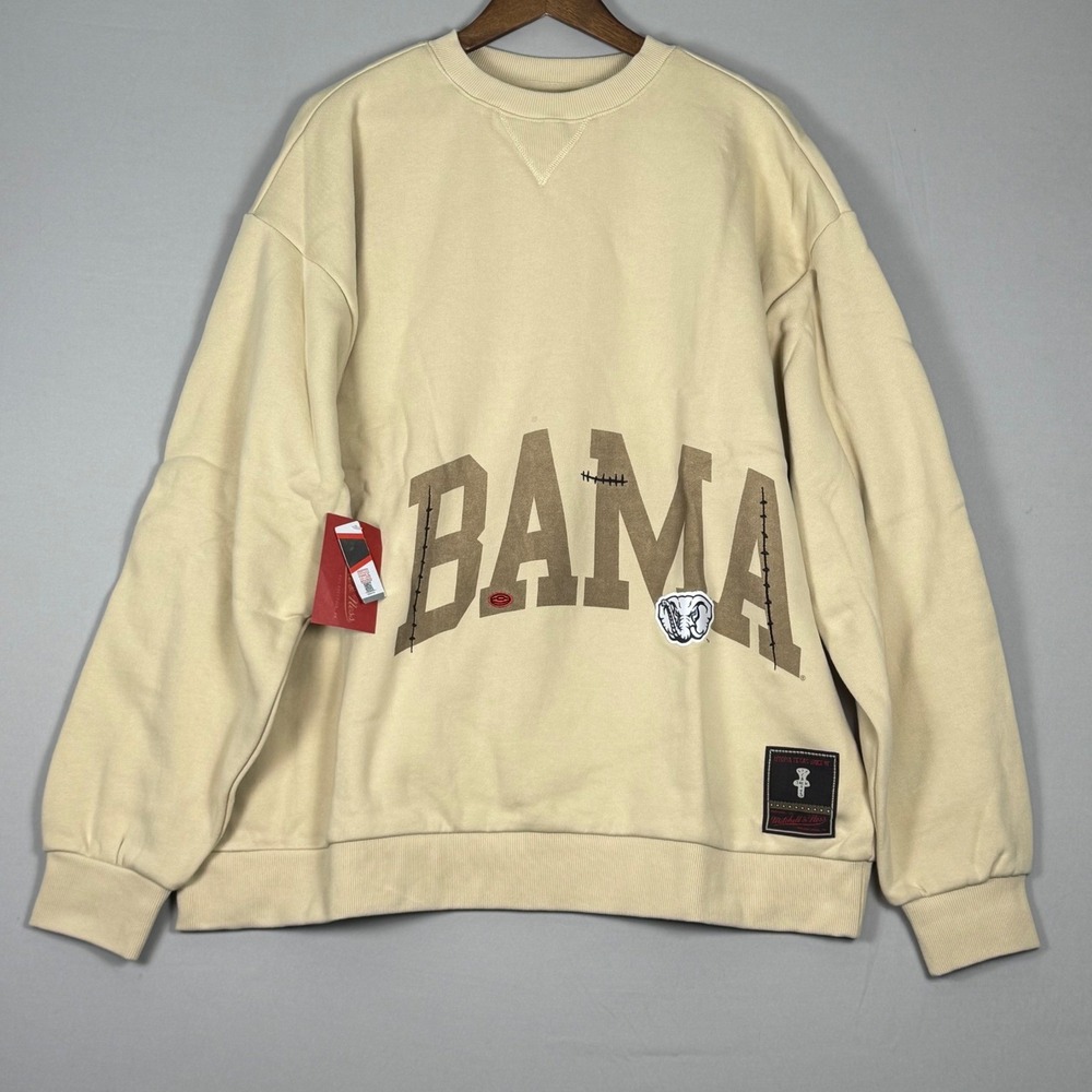 Mitchell & Ness Alabama Cactus Jack Mens XL Tan NWT NCAA Patch Crewneck Verified